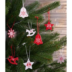Produktbild für Weihnachtsbaumschmuck BRUBAKER 8028, rot/weiß, 3-4 cm