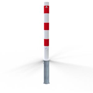 Absperrpfosten Schake 476FB/2, 2 Ösen, rot/weiß, aus Metall