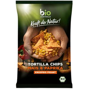 Bio-Zentrale Chips Tortilla Chips Mais und Paprika, Tortillas, 125g