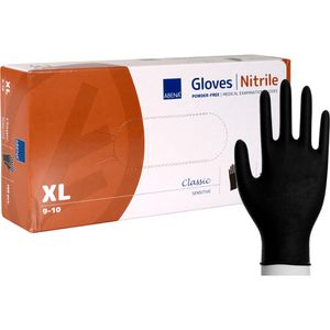 Produktbild für Einmalhandschuhe Abena Classic Sensitiv, schwarz, 100 Stück
