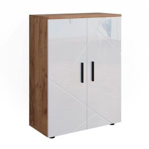 Badschrank Vicco Irma, mit 4 Füßen, weiß / eiche