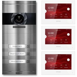 Türsprechanlage Metzler VDM10 2.0 silber, 3 Monitore, LAN