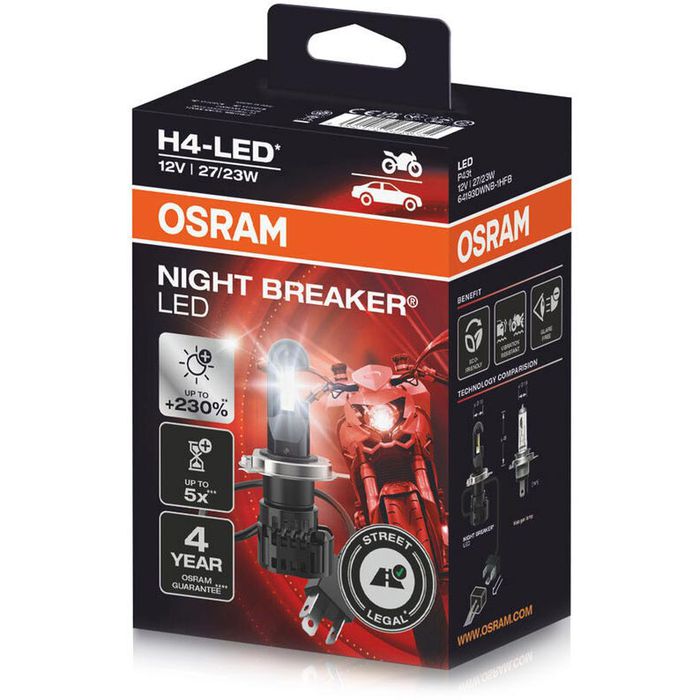 Osram Auto-Lampe Night Breaker LED 64193DWNB-1HFB, H4, 12V, Motorradlampe,  Scheinwerferlampe – Böttcher AG