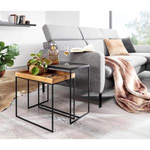 Produktbild für Beistelltisch Wohnling WL6.636, anthrazit / mango, 2er Set