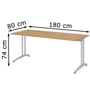 Produktbild für Schreibtisch Hammerbacher B-Serie, asteiche / silber