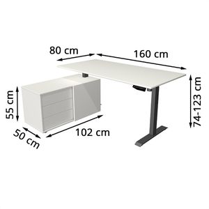 Produktbild für Schreibtisch Kerkmann Move 1, 2165, weiß, mit Sideboard