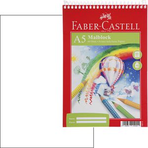 Faber-Castell Zeichenblock 212051, A5, 80g/qm, Spiralbindung, weiß, 60 Blatt