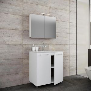 Produktbild für Waschtisch VCM Badinos, 914345, mit Spiegelschrank, weiß