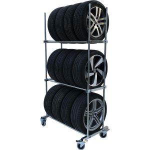 Reifenwagen Bertele Basic, aus Metall, silber, für 12 Reifen