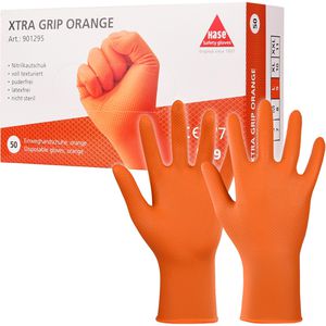 Produktbild für Einmalhandschuhe Hase XTRA Grip, orange, 50 Stück