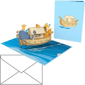 papercrush Grußkarten 3D Arche Noah, 120 x 175mm, Pop-Up Karte, mit Umschlag