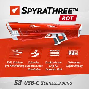 Produktbild für Wasserpistole Spyra Three, rot, elektrisch