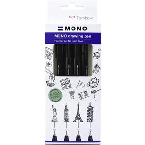 Produktbild für Fineliner Tombow Mono drawing pen Fine Set, schwarz