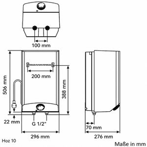 Produktbild für Warmwasserspeicher AEG Kleinspeicher HOZ 10, 10 Liter