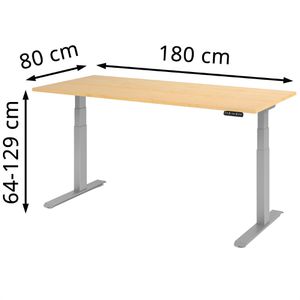 Produktbild für Schreibtisch Hammerbacher XDKB 19, ahorn / silber