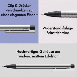 Produktbild für Druckbleistift Lamy logo 105 black, silber/schwarz, Edelstahl