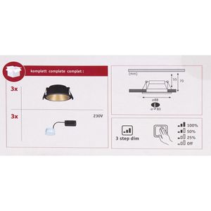 Produktbild für LED-Einbaustrahler Paulmann Cole Coin, warmweiß