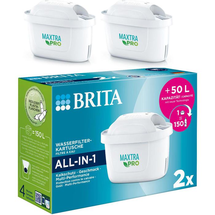 Brita AG Pro Filterkartusche All-in-1, Tischwasserfilter, Böttcher Brita für Maxtra – Stück 2