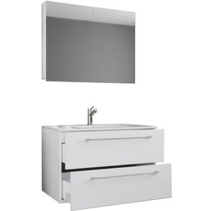 Produktbild für Waschtisch VCM Badinos, mit Spiegelschrank, weiß