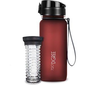 720DGREE Trinkflasche uberBottle Imperial Red, 0,65 Liter, Kunststoff, rot, mit Fruchteinsatz