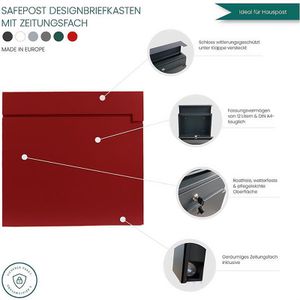 Produktbild für Briefkasten SafePost ScanPro 810 RAL3002, rot, aus Stahl