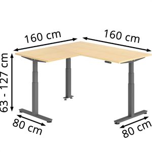 Produktbild für Schreibtisch Hammerbacher XDSMW, ahorn / graphit