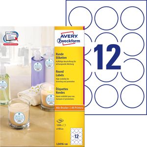 Produktbild für Universaletiketten Zweckform L3416-100, selbstklebend, weiß