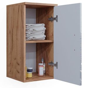 Produktbild für Bad-Hängeschrank Vicco Irma, hochglanz weiß / eiche