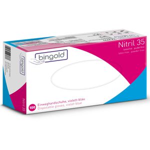Produktbild für Einmalhandschuhe bingold Nitril 35, violettblau, 100 Stück