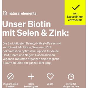 Produktbild für Vitamin-B natural-elements Biotin, Selen &amp; Zink, 365 Tabletten