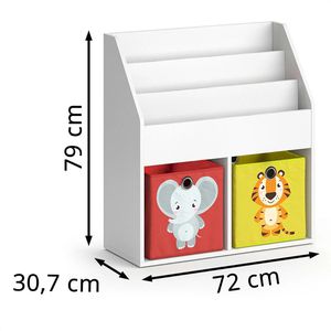 Produktbild für Bücherregal Vicco Luigi, weiß, mit 2 Faltboxen