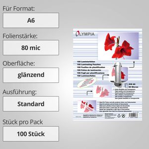 Produktbild für Laminierfolien Olympia 9168, DIN A6