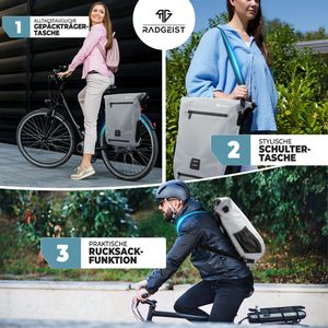 Produktbild für Gepäckträgertasche Radgeist RG-HB-GR-26, grau, 22 Liter