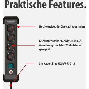 Produktbild für Steckdosenleiste Brennenstuhl Premium Alu, 1,8m
