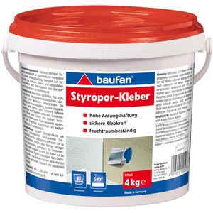 Baufan Montagekleber 102527, 4kg, Styroporkleber, schnellhaftend, weiß