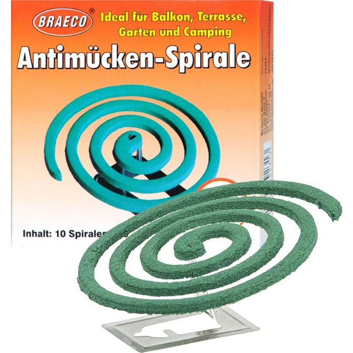 Braeco Mückenspirale Antimücken-Spiralen, mit Halterung, 10 Stück – Böttcher  AG