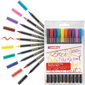 Edding Brush-Pen 1340 Starter-Set, farbig sortiert, Pinselspitze