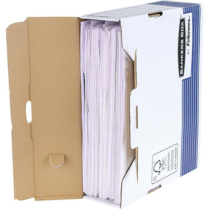 Fellowes Bankers Box Archivbox 0026501, System, A4, weiß, Füllhöhe