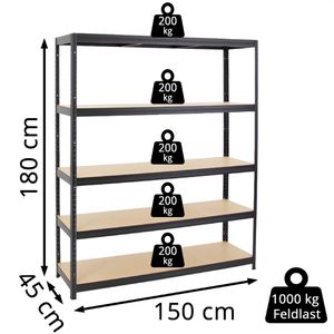 Produktbild für Weitspannregal PROREGAL Giant Elephant, 5 Holzböden