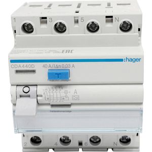 Produktbild für FI-Schutzschalter Hager CDA440D, 30mA, Typ A