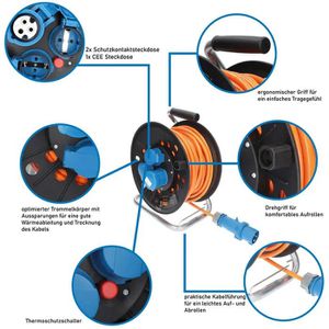 Produktbild für Kabeltrommel Kalle-das-Kabel Camping H07BQ-F, 25m