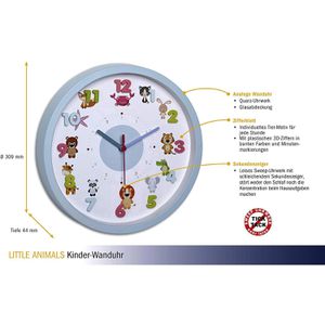 Produktbild für Wanduhr TFA 60.3051.14 Little Animals, Kunststoff, Quarzuhr