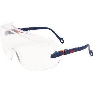 3M Schutzbrille 2800, klar, Überbrille, dunkelblau, für Brillenträger