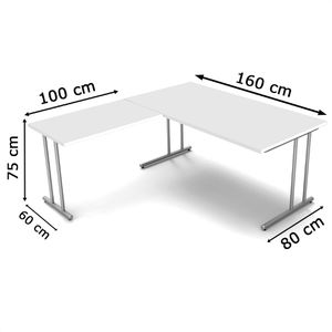 Produktbild für Schreibtisch Kerkmann start up 4365, weiß / silber