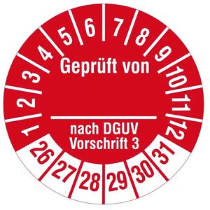 Prüfplaketten Böttcher-AG DGUV Vo3, Geprüft von