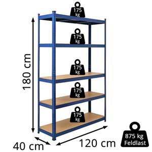 Produktbild für Schwerlastregal PROREGAL Ragnar, 5 Holzböden
