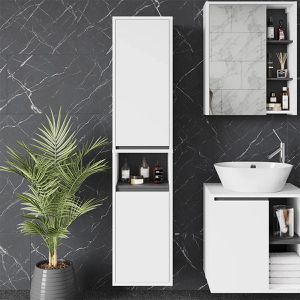 Produktbild für Bad-Hängeschrank Vicco Viola, weiß / grau