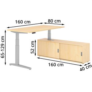 Produktbild für Schreibtisch Hammerbacher XBHM, 29085, ahorn, mit Sideboard