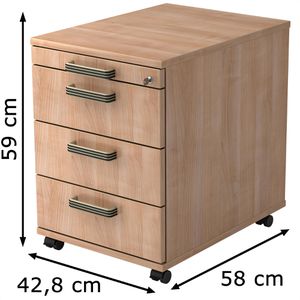 Produktbild für Rollcontainer Hammerbacher Solid, aus Holz, nussbaum