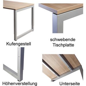 Produktbild für Schreibtisch Hammerbacher R-Serie, lichtgrau / silber